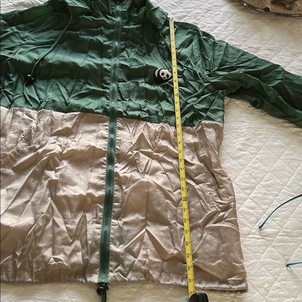 Vintage WWF World Wildlife Rain Jacket Hooded Zip Panda Embroidered Green - Picture 6 of 7